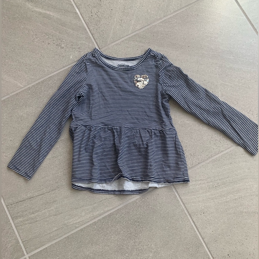 Osh Kosh Bgosh Striped Long Sleeve Shirt with Sequins 6T  by